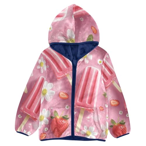 Ice Cream Sticks Girls Fleece Jacket Girls Fall Jacket Girls Zip Up Hoodie Girls Sherpa Jacket 2-10T
