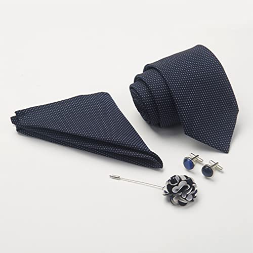 Image of BLACKSMITH Tie, Cufflink, Pocket Square, Lapel Pin, Set of 4 for Men [ Free Size ] Black