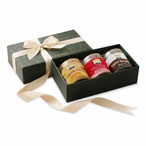 Image of Tea Gift Box Set Combo, 3 Refreshing Flavors, 100g (3.5oz), 50 Tea Bags | Premium & Aromatic Natural Ingredients, Includes English Breakfast, Turmeric Ginger, Sweet Hibiscus Cinnamon Teas, Easy Brew