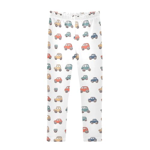 Car Cartoon Cute Pattern Girls Leggings Soft Comfortable Athletic Leggings Dancing Pants for 4-10 Years