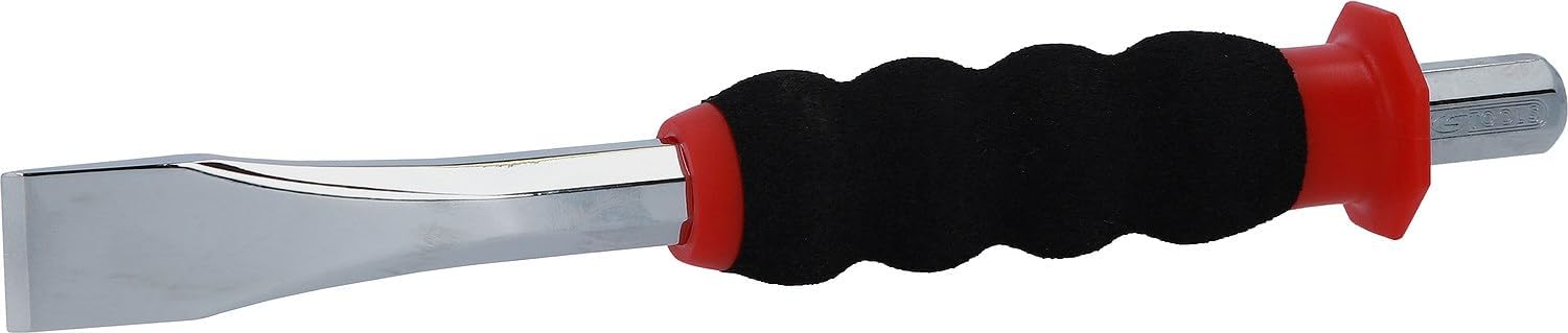 KS Tools 156.0254 Flat Chisel with Hand Guard Grip, Octagonal 18 mm, Multi-Coloured