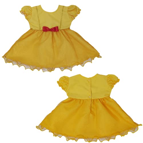 Vestido + Calcinha de Princesas Para Bebê Reborn Roupas de Bonecas Amarelo