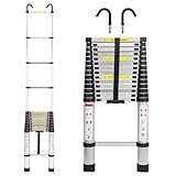 Telescoping Ladder Aluminum 20.3FT 6.2m Extension Ladder with Detachable Hooks, EN131 Standard 330lbs Load Capacity, Adjustable Height Portable Home Step Ladder Weights 36lbs