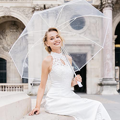 Smati Large Transparent Golf Umbrella - Solid; Diameter= 124Cm; Automatic Opening; Men/Women Umbrella; For 2 People; White Border Colour ; Wedding’s Umbrella #TOP3