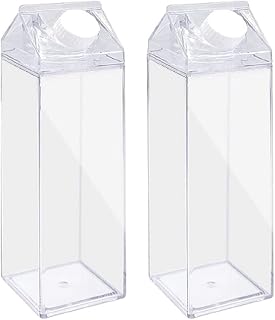 2 Pack 500ml (17oz) Clear Acrylic Milk Bottles – Leak-Proof, Portable Drink Containers for Juice, Water, Smoothies – BPA-Free, Reusable, Dishwasher Safe