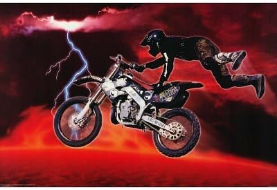 (24x36) Motorcross (Red Lava & Lightning) Art Poster Print
