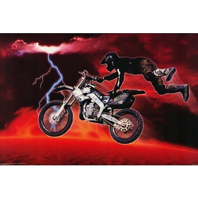(24x36) Motorcross (Red Lava & Lightning) Art Poster Print