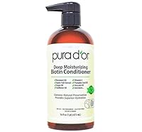 PURA D'OR Deep Moisturizing Biotin Conditioner Thickens, Softens, & Moisturizes Dry, Frizzy, Damaged Hair w/Argan Oil, Pumpkin, Rosemary, Honeysuckle, Vitamin E, Men & Women, 16oz