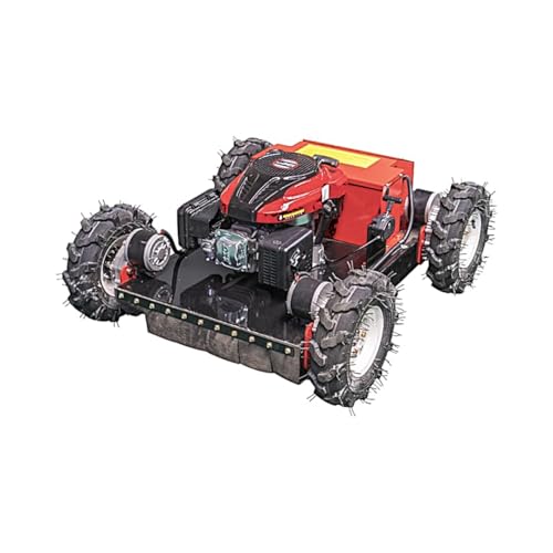 Remote Mower, Remote Control Lawn, Small Crawler Oil-Electric Hybrid Four-Wheel Drive Lawn Mowing and Weed Whacker, All Terrain Grass Cutter Yard Mower, 30° Climbing