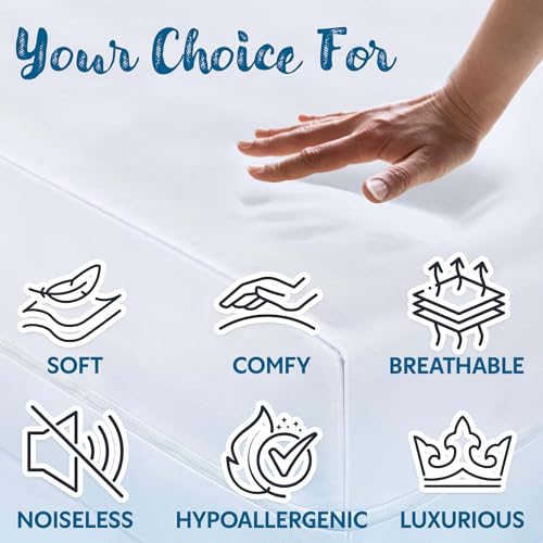 Image of Guardmax Jersey Knitted Sleeper Sofa Size Mattress Protector - Waterproof & Dust Mite Proof Mattress Cover with Stretchable Pockets - Soft, Comfortable, & Noiseless Waterproof Fitted Sheet (60x72x5)