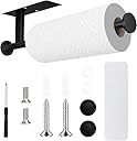 Paper Towel Holder Wall Mount - Self Adhesive No Drill or Drilling, SUS304 Stainless Steel - Kitchen, Bathroom, Sink, Pantry, Fridge(Black)