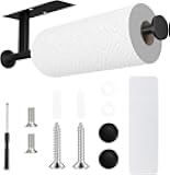 FISHCLOUD Paper Towel Holder Wall Mount - Self Adhesive No Drill or Drilling, SUS304 Stainless Steel - Kitchen, Bathroom, Sink, Pantry, Fridge(Black)