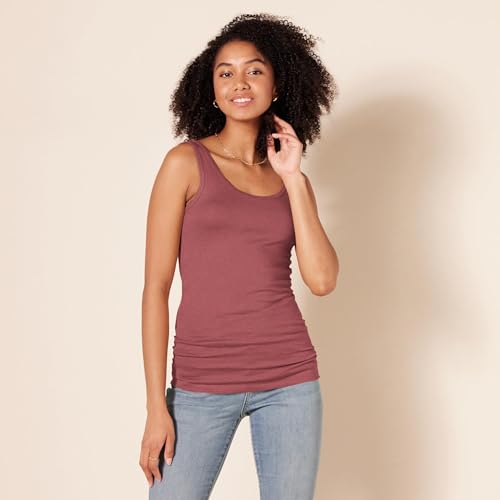 Image of Amazon Essentials Women's Slim-Fit Ribbed Scoop Neck Tank Tops, Pack of 2