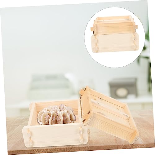 Toyvian 1 Conjunto De De Madeira Quadrado Ferramenta Quadrada De Legumes De Dim Sum Cesto De Vapor D