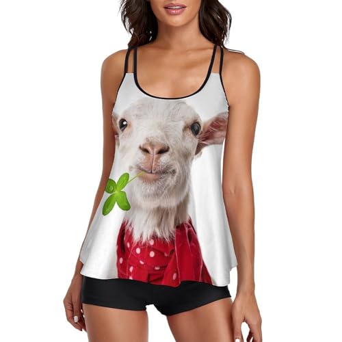 Robe de plage maillot de bain tankini femme 3 pièces à motif mouton confortable