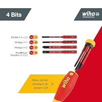 Wiha Schraubendreher Set gemischt PocketMax electric 4-tlg. mit verstaubarem Bit (45296) I Schraubenzieher Satz mit Magazin aus slimBits für Elektriker I Schlitz / Kreuzschlitz / Plusminus – Ansicht 2
