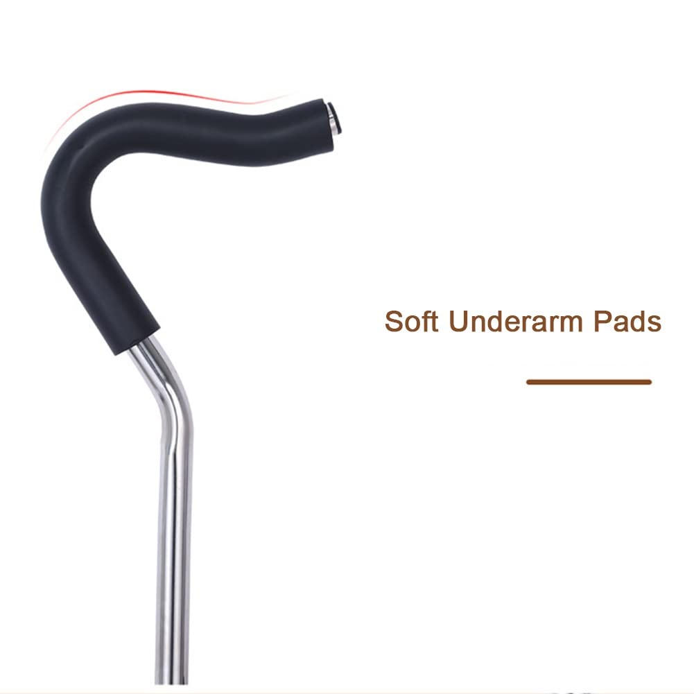 Muletas plegables de acero inoxidable para axilas, almohadillas cómodas y asas ergonómicas, ideal para adultos de 5 pies a 5 pies 7 pulgadas, ayuda médica para altura de 155 a 175 cm