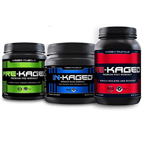 Kaged Muscle Ultimate Workout Bundle, Includes Pre-Workout, Intra-Workout, Post Workout, (Berry Blast, Cherry Lemonade, Strawberry Lemonade) #TOP27