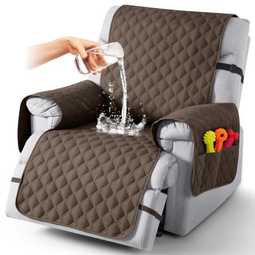 Image of TAOCOCO 100% Waterproof Recliner Chair Covers Reversible 25 inch, Brown