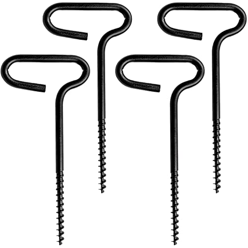 Tent Stakes, 4 Pcs Ice Nail Ground Nail Threaded Peg Nail Tent Fixer Accessory Tent Nail Ice Fishing Anchors Tool for Outdoor Camping Tent Ice Fishing Shelter Stake (Black S)