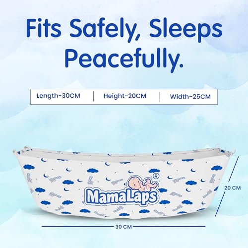 Image of MamaLaps Cotton Swing for Baby with Mosquito Net | Foldable Khoyu Zoli Jhula | Soft Breathable Cloth for Newborns | Compact Travel-Friendly Baby Jholi with Safety Hooks