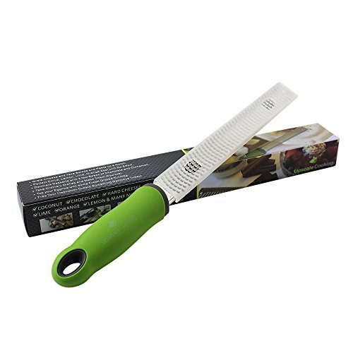 Ginger, Chocolate, and Spice Grater/Zester. A Premium Healthy Cooking Kitchen Tool for use with Lemon, Cheese, Citrus, Parmesan, Cinnamon, Nutmeg, Garlic and other Food. (Green)