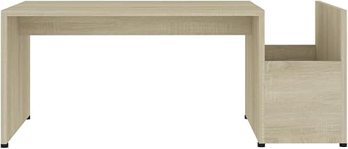 Miniatura 4 de Mesa de centro elevada de madera maciza, mesa de centro única adecuada para sala de estar, oficina, balcón, estudio de roble Sonoma de 35.4 x 17.7 x