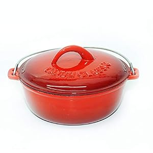 9 Qt. Red Enamel Coated Cast Iron Dutch Oven