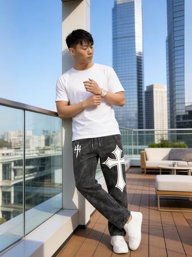 Image of fanideaz Mens Cotton Baggy Trackpant for Men | Streetwear Loose Fit Track Pants for Men | Comfortable Breathable Cotton Casual Wear Lower for man Stylish