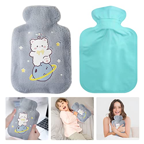 Bolsa de Agua Caliente para Niños, Bolsas Agua Caliente 500ML, Botellas de Agua Caliente, Bolsas de Agua Caliente para Cama, Botellas de Agua Caliente con Suave Felpa Funda Cover