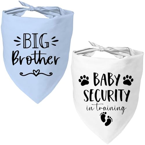 Big Sister&Baby Security in Training Dog Bandana Dog Bandanas for Dogs Pet Accessories for Dogs Lovers Pregnancy Reveal Ideas Soft Triangle Scarf for Small Medium Large Dogs (Big Brother Blue)