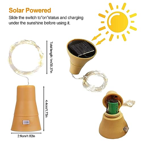 NEOVSUNY Luces solares para botellas, 6 piezas de luces solares para botellas de vino con 2M 20 luces LED impermeables de corcho de cobre para bodas, Navidad, exteriores, jardín, patio,decoración de - imagen 5