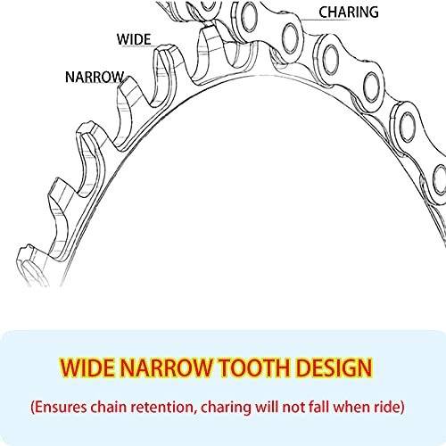 HAHOME Round 104BCD Bike Bicycle Chain Ring, 32T Single Narrow Wide Chainring with 4 Bolts, Blue