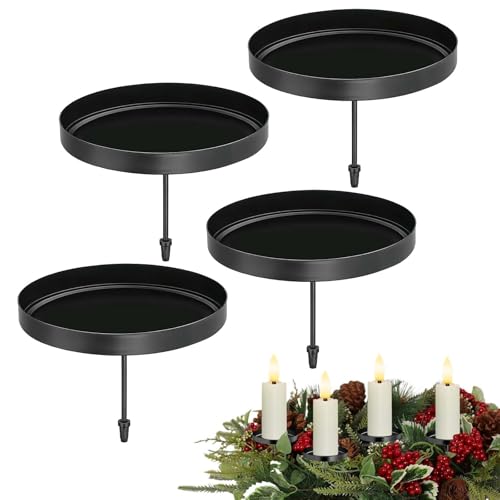 WIKIMO Kerzenhalter Adventskranz Ø 8cm 4er, Kerzenhalter Stumpenkerzen...