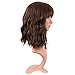MapofBeauty 14 Inch/35 cm Short Wavy Curly Women Fresh Bright Synthetic Ordinary Flat Bangs Bob Wig (Brown)