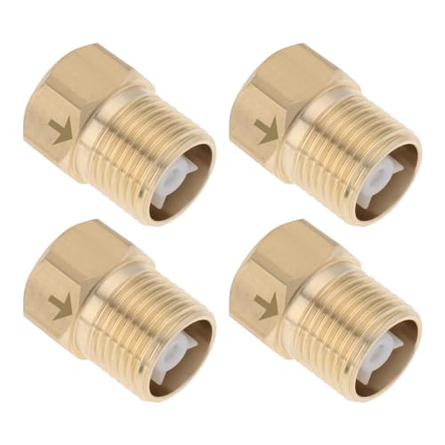 VGOL 4PCS Brass One-way Check Valve G1/2 Inch Female to G1/2 Inch Male Thread for Water Heaters Tanks Towers Toilets Intake Systems Backflow Preventer
