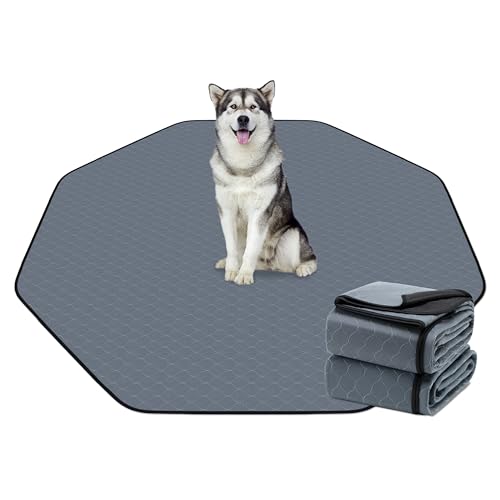 Image of Bunlitent Washable Pee Pads for Dogs, 83'' Diagonal Octagon Puppy Pads, Designed for 24'' Width 8 Panels Dog Playpen, Non-Slip Whelping Pads with Super Absorbent, 2 Pack