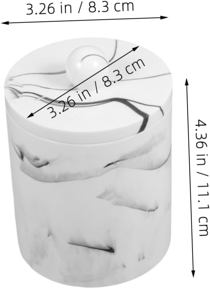 2pcs Marble Pattern Cotton Swabs Case with Lid Portable Makeup Organizer for Cotton Pads and Swabs Elegant Storage Box for Bathroom and Home Use and Design