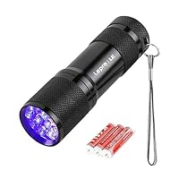 Lepro LE UV Torch, 9 LED 395nm Ultraviolet Flashlight, Blacklight Detector for Pet Urine, Stain, Bed Bugs and More, 3 AAA Batteries Included
