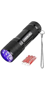 LE LED UV Schwarzlicht Taschenlampe mit 9 LEDs, mini UV Lampe Ultraviolettes Licht mit 395nm für ...