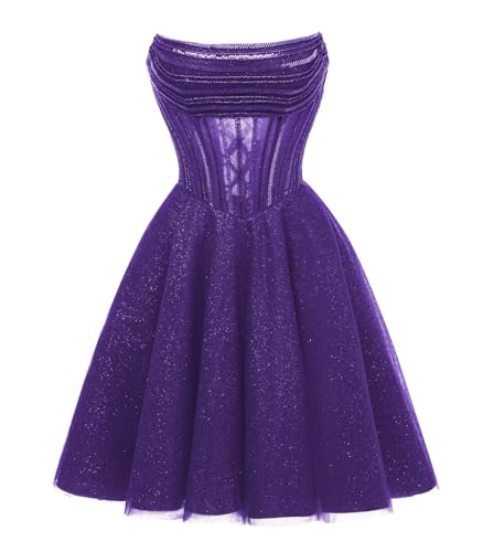 Noras Cute Sparkly Tulle Homecoming Dress 2025 for Teens Tube Bead Princess Cocktail Party Gown NO333