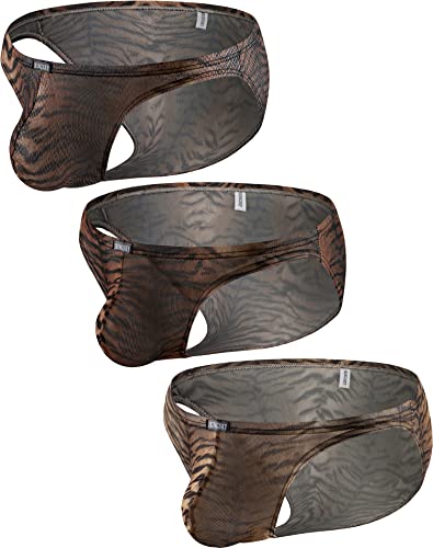 iKingsky Men's Tiger Stripes Briefs Sexy Pouch Bikini Underwear Bulge Under Panties for Men