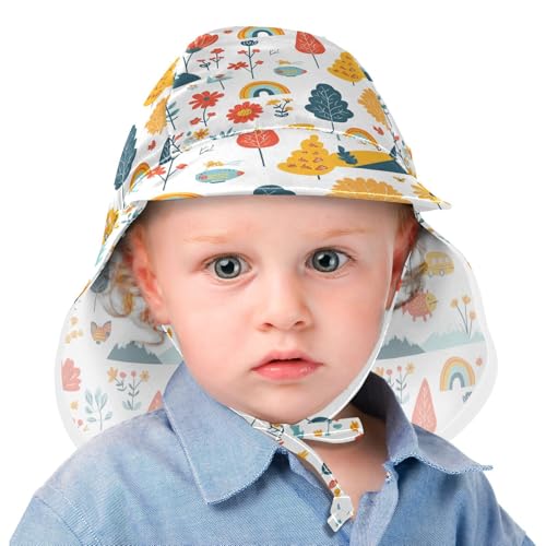 Colorful Flower Trees Kid Sunhat Baby Boys Bucket Hat Girls Sun Protection Wide Brim Travel Essentials2