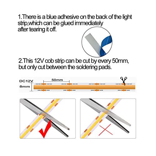 Hamrvl Cob Led Strip Lights Warm White 3000K,Dc12V 16.4Ft/5M 320Leds/M Cri90 Bright Flexible Led Tape 8Mm, For Indoor Home Cabinet，Bedroom,Kitchen,Stage,Backlight Diy Lighting(Without Power Supply) #TOP3