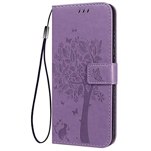 XINNI Cover per Motorola Moto E6i Custodia, Flip Magnetica Pelle PU/TPU Portafoglio, Viola Chiaro