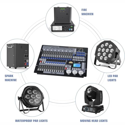 Kontroler światła DMX 512, 1024-kanałowy kontroler DJ z obudową lotniczą, obsługuje bibliotekę świateł R20, 60 scen, 96 opraw, konsola oświetlenia scenicznego