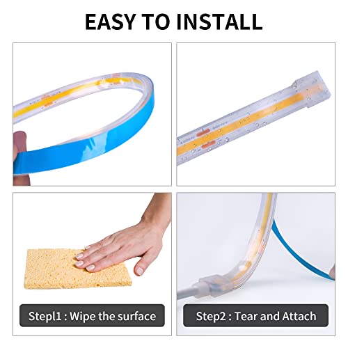 Visdoll Cob Led Strip Lights Ip65 Waterproof 16.4Ft/5M 3000K Warm White, Dc24V Cri90+ Bright Flexible Led Tape Light 320Leds/M For Outdoor Indoor Home Decor,Office,Diy Lighting(Adapter Not Included) #TOP6