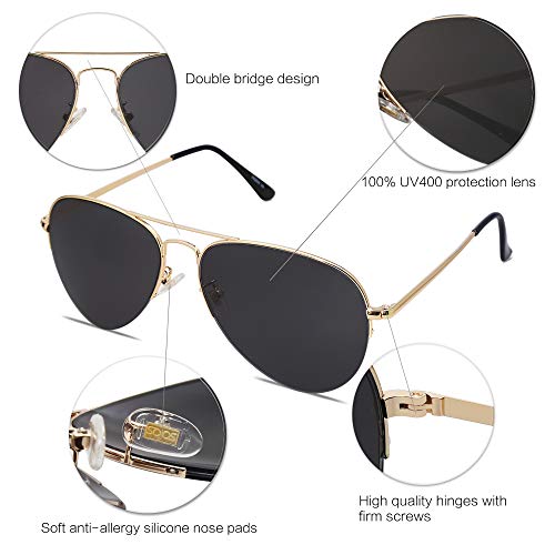 SOJOS Men's Women's Aviator Sunglasses, Classic Semi Metal Frame INSPIRATION SJ1106