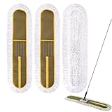36 Inch Commercial Dust Mop Head: Replacement Industrial Heavy Duty Floor Duster Mop Head for Hotel Gym Household Cleaning Supplies for Hardwood, Tiles, Marble Floors (Green - 34 Inch, 3 Pack)
