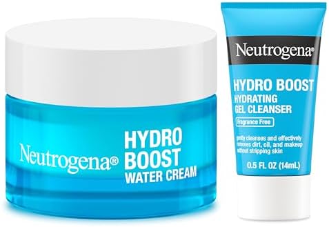Neutrogena Hydro Boost Skincare Set, Hydro Boost Fragrance Free Gel Cream Face Moisturizer, 1.7 fl oz, & Trial Size Hydro Boost Fragrance Free Hydrating Gel Facial Cleanser, 0.5 fl oz